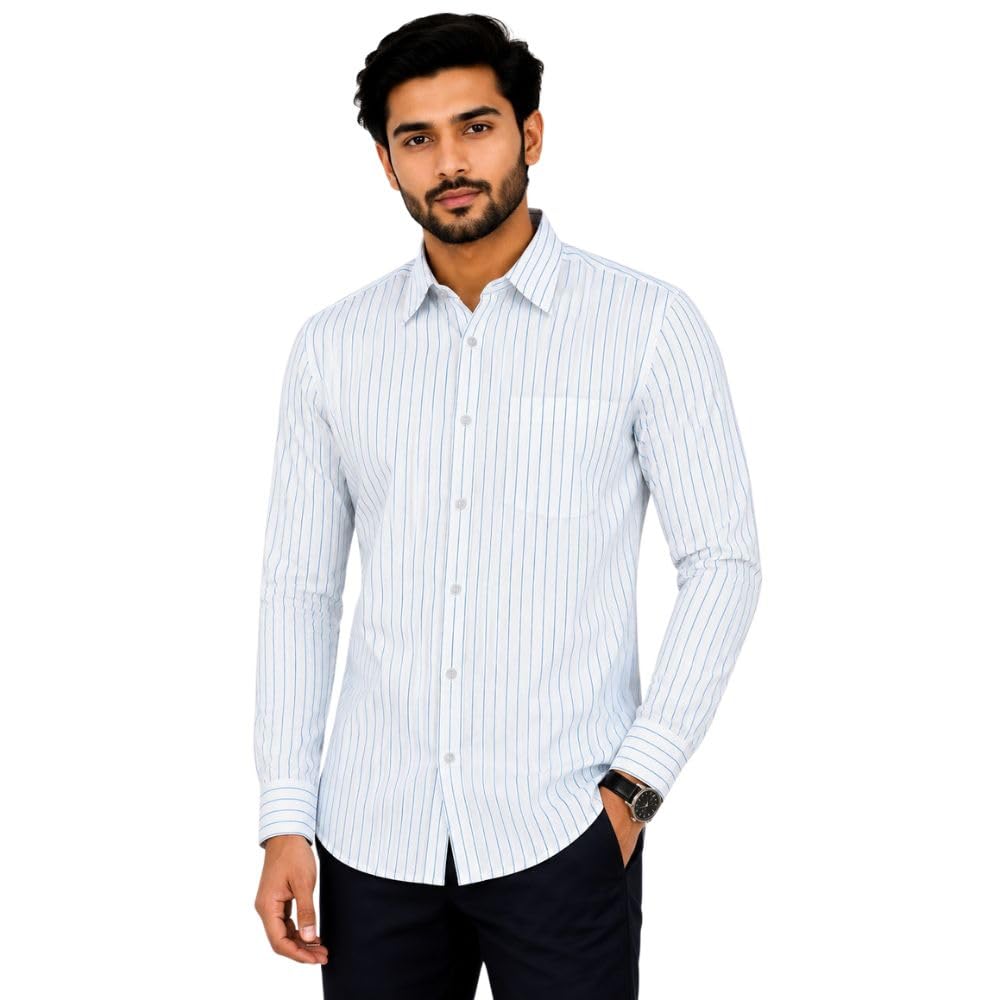 Men's Pure Cotton Striped Shirt Full Sleeve Formal Shirt with Button Down Collar Chest Pocket Regular Fit Office Wear Business Casual Shirt-picture-40