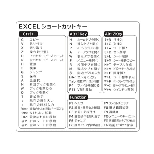 ショートカットシール office windows システム Excel worl powerpoint エクセル ワード パワーポイント システム操作 作業効率 ステッカー パソコン mac apple (1, Excelショートカット) - StarDustGarden - 商品画像