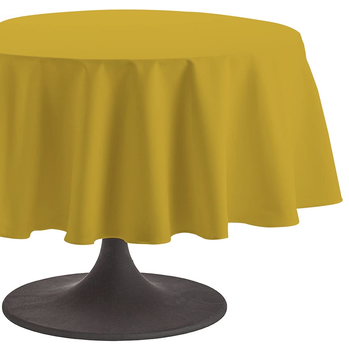 Coucke Round Plain Cotton Tablecloth, Cotton, Curry, 180 x 180 cm