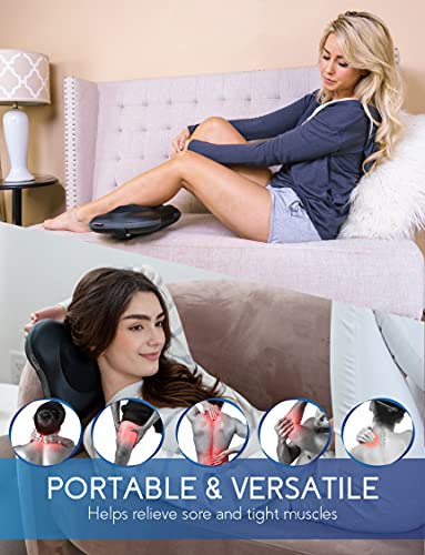 Zyllion Shiatsu Back and Neck Massager - Kneading Massage Pillow with Heat for Shoulders, Calf, Legs, Feet, Hands, Home, Office, Chair and Car - Black (ZMA-13-BK)