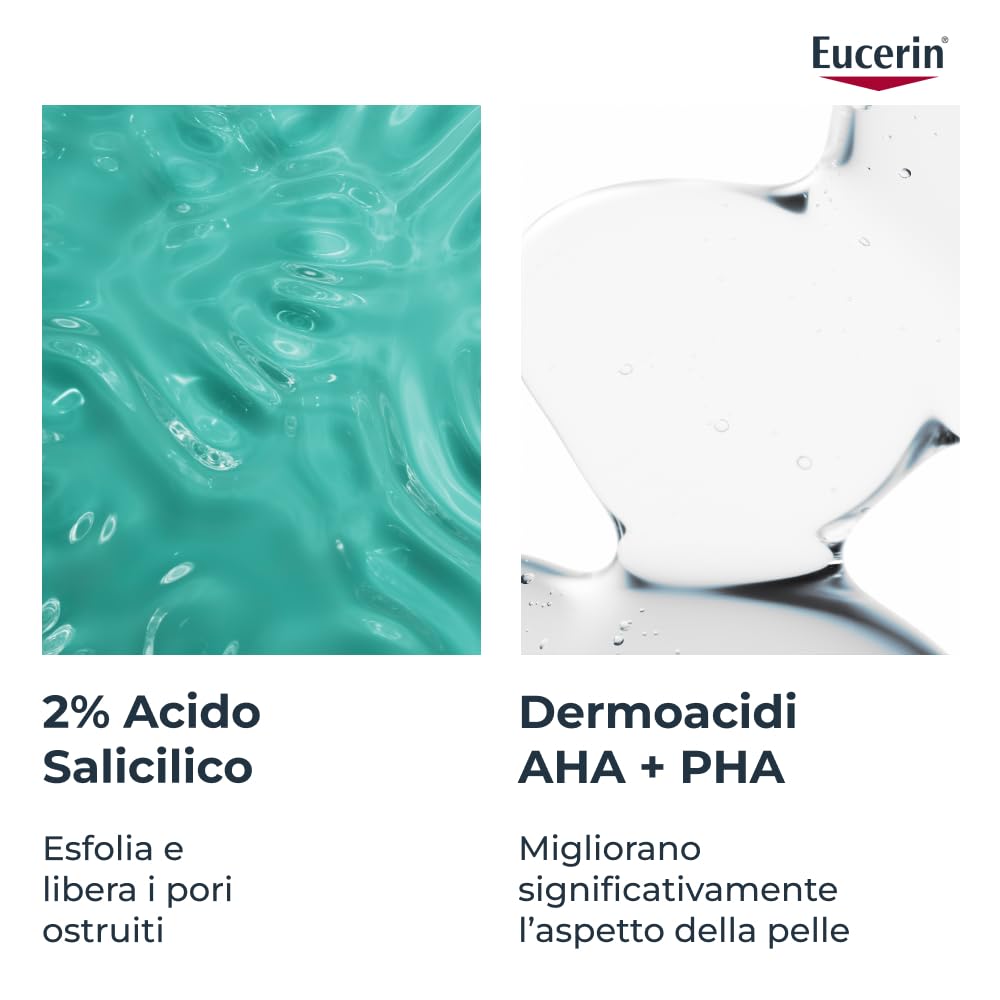 Eucerin DermoPure Clinical Detergente Viso Tripla Azione 400 ml, Detergente schiumogeno viso anti macchie, imperfezioni e lucidità con 2% Acido Salicilico per pelle grassa e a tendenza acneica