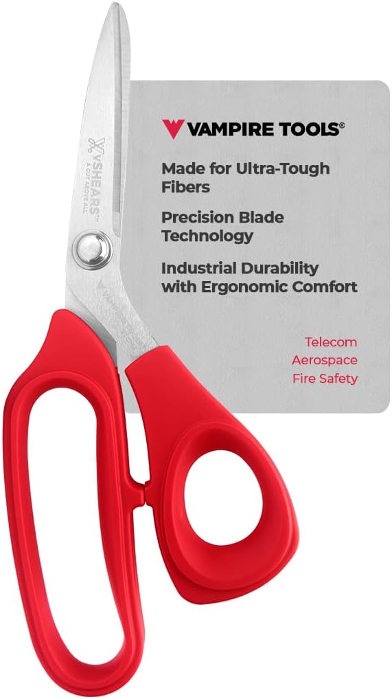 Vampire Tools VamPLIERS! Best Scissors 8" Fiber Optic Kevlar Shears, Carbon Fiber, Dyneema, Glass Fiber, Vectran Shears
