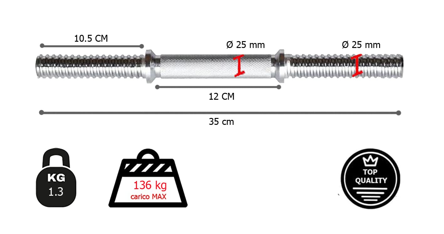 G5 HT SPORT Kierownica - Hantle z Zamknięciami W zestawie | Para lub pojedyncze | Długość 35 lub 38 cm | Ø Średnica otworu 25mm | Obciążenie Max 136 kg