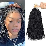 7 Packs Passion Twist Hair 12 Inch Water Wave Crochet Braiding Hair Bohemian Curl Passion Twist Synthetic Braids Bomb Spring Twist Braiding (22strands/pack,1#)