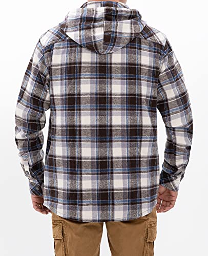 Image of ZENTHACE Men's Hooded Plaid Flannel Shirt Jacket Snap Button Flannel Hoodie with Hand Pockets (Heavyweight 10.6 Oz Fabric)