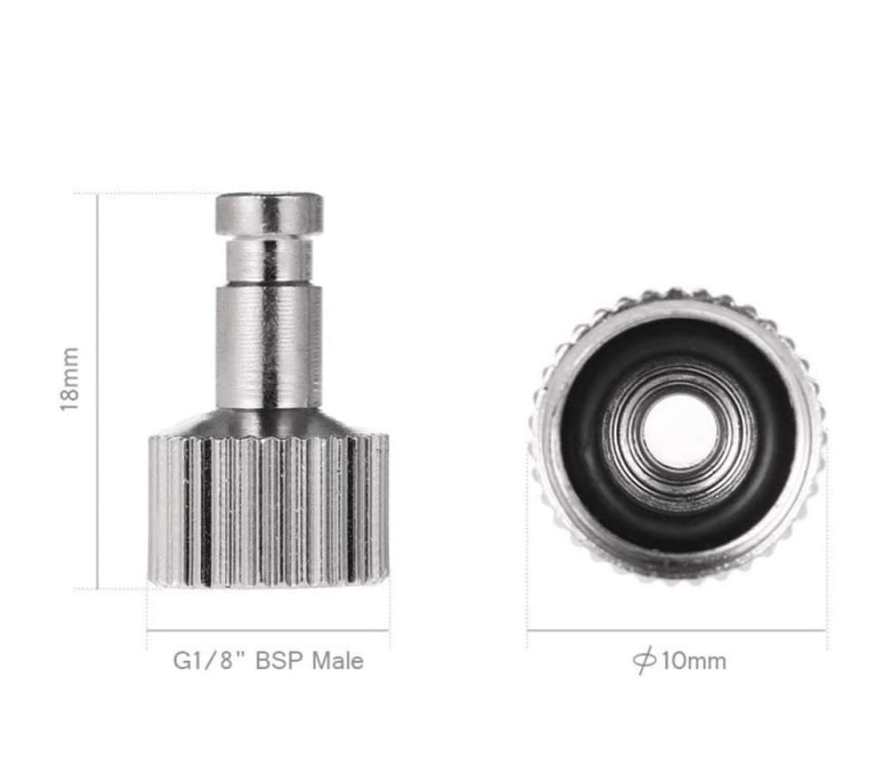Airbrush Disconnected Quick Release Coupling Coupler Adaptor 1/8" Bsp 220246, Silver - Image 4