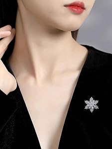 KristLand Fashion Women Elegant Snowflake Flower Bridal Brooch Sparkle Full Crystals Winter Corsage Pin For Christmas Party Birthday Gift Crystal Flower Bridal Flower 24