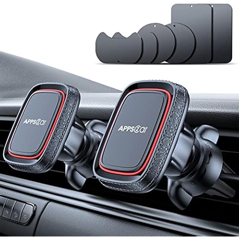 APPS2Car [2 Packs Magnetic Phone Car Mount, in Car Phone Holder Air Vent Magnetic, 6 Magnets Universal Mobile Phone Holders for Cars, for iPhone Pro Max Samsung S22 Ultra P30 GPS Cover