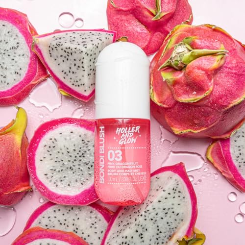 Image of Holler And Glow Bondi Blush Pink Dragonfruit Body & Hair Mist, Body Spray For Women, Hair Perfume For Women, Jasmine, Amber Scented, Floral & Tropical, Travel Sized, 3.38 Fl Oz
