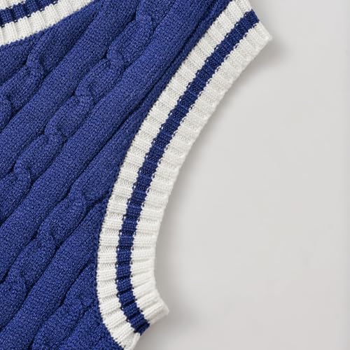 Image of Women's Sweater Vest,Y2K Sleeveless Pattern Preppy Style Knitted Crop Tank Top for Girl