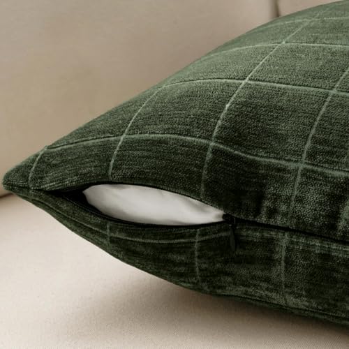Image of MIULEE Dark Green Plaid Decorative Throw Pillow Covers 18x18 Set of 2