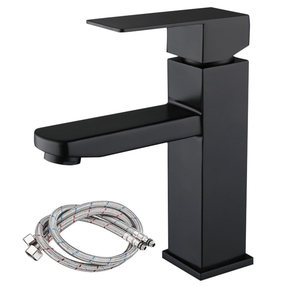 Mineup Baño Grifo Negro, Grifo Lavabo Negro, Grifo Lavabo Cascada Con Dos Mangueras, Grifo Bañera Baño, Monomando De Lavabo