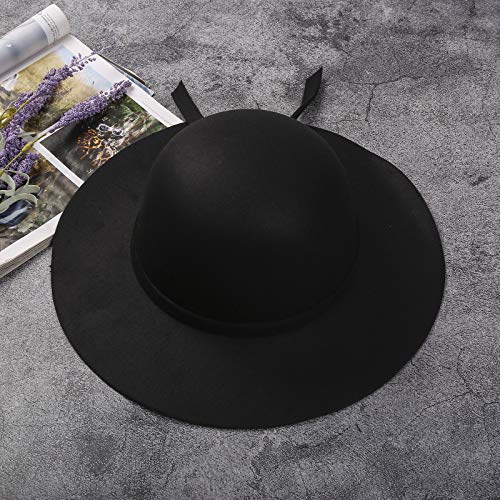 Women Girls Vintage Felt Cloche Hat Melon Bowler Church Derby Party Fancy Dress Costume Accessory with Ribbon3