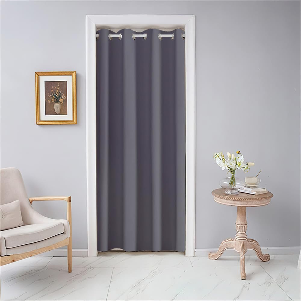 Odot Blackout Thermal Insulation Single Curtain - Modern Partition Curtain for Closet, Window, Bedroom - Dark Gray (59x78.7)