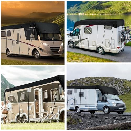 Fundas para RV, Tela Oxford 210D, Impermeable Funda Plegable para Caravana, Funda para Remolque Resistente A La Lluvia Y La Nieve, Plegable Y Almacenamiento,Schwarz,6.5x3m/21.3x9.8ft