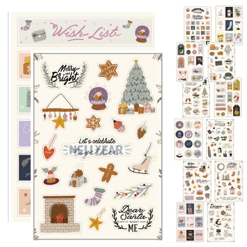 Autocollants Merry Christmas pour cartes de vœux et étiquettes de cadeaux de Noël créatifs