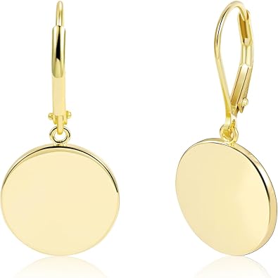 Gold Circle Drop Earrings Double Hoop Drop Earrings Lightweight Circle Disc Dangle Earring Boho Disc Coin Dangle Leverback Earring for Women Trendy Jewelry18K Gold