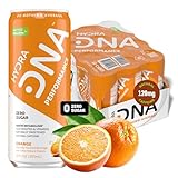 HYDRADNA- Clean Performance Drink, Zero Sugar | For Natural Fuel, Alertness, Boost, Stamina,120 mg Organic Caffeine, Natural Flavors, Zero Sucralose, Clean Ingredients (12 Pack) (12 Pack, Orange)