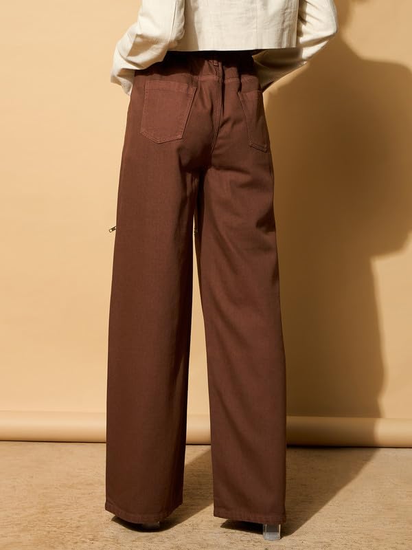 Image of Blue Zipper Design Baggy Jeans