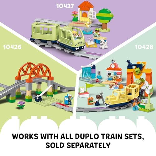 LEGO DUPLO Town Train Tunnel and Tracks Expansion Set - Learning Toy for Toddlers - incl. 10 Track Pieces, a 2-Way Points Switch & an Action Brick - Gift for 2+ Year Old Boys & Girls - 10425 - Image 5