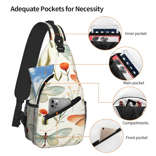 Bolso bandolera unisex con diseño de pájaro y libélula miniatura 4