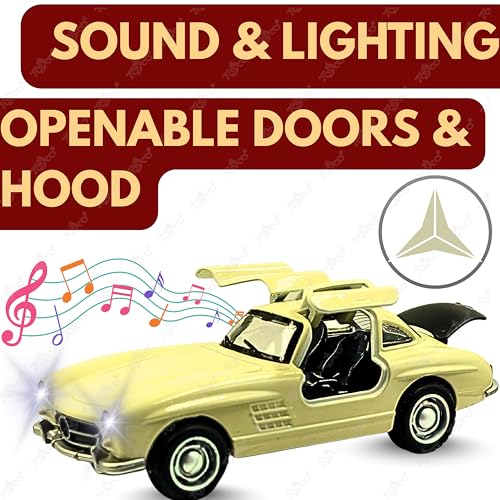 Image of toyco Alloy Metal SUV Toy Car for Kids | Pull Back Unbreakable Small Toy Cars | Openable Doors, Smooth & Shiny Edges |1:36 Scale | Gift Toys for Boys and Girls Age 3+ | (Mercedes Gulwing White)