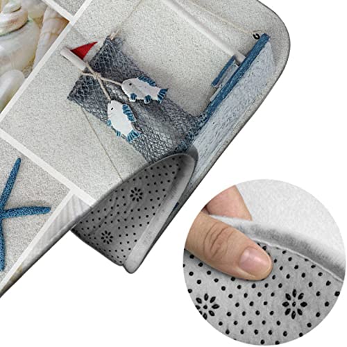 Badezimmerteppich-Set, 3-teilig, Collage aus Sommer-Seesternen, waschbarer Badeteppich, rutschfest, mit Rückenpolster, Konturteppich und Toilettendeckelbezug – Bild 5