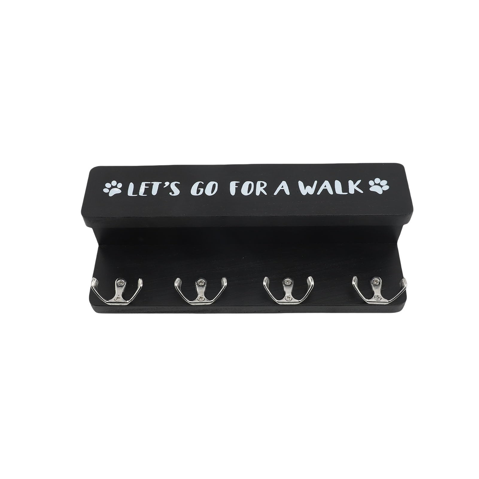 Jelquix Wooden Key Holder Wall Mount for Organizing Dog Leash and Accessories Stylish Shelf for Entryway (Black)