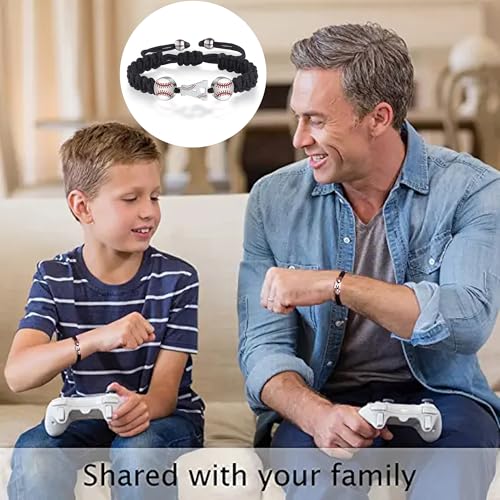 Pulsera ajustable trenzada para hombres con inicial baseball miniatura 6