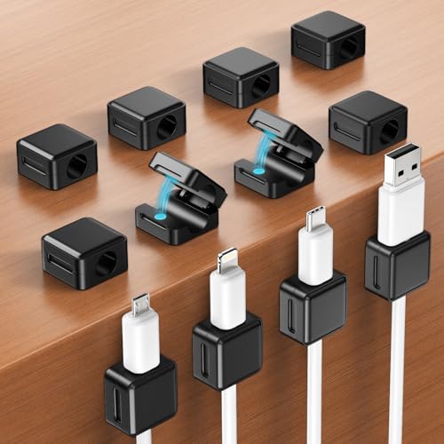aceyoon 12 Pack Cable Clips, Strong Magnetic Cord Organizer Adhesive Cord Holder for Desk, Wire Holders for Cords for Nightstand, Home, Office, Car, Cubicle, Phone Charger, Computer