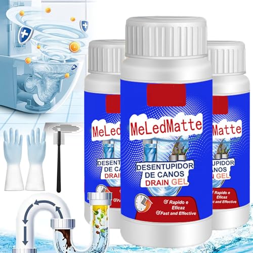 Meledmatte Drain Gel, potente agente di dragaggio per tubi, potente agente di dragaggio per tubi, Meledmatte, detergente Meledmatte per lo scarico del WC, elimina facilmente gli scarichi intasati (3