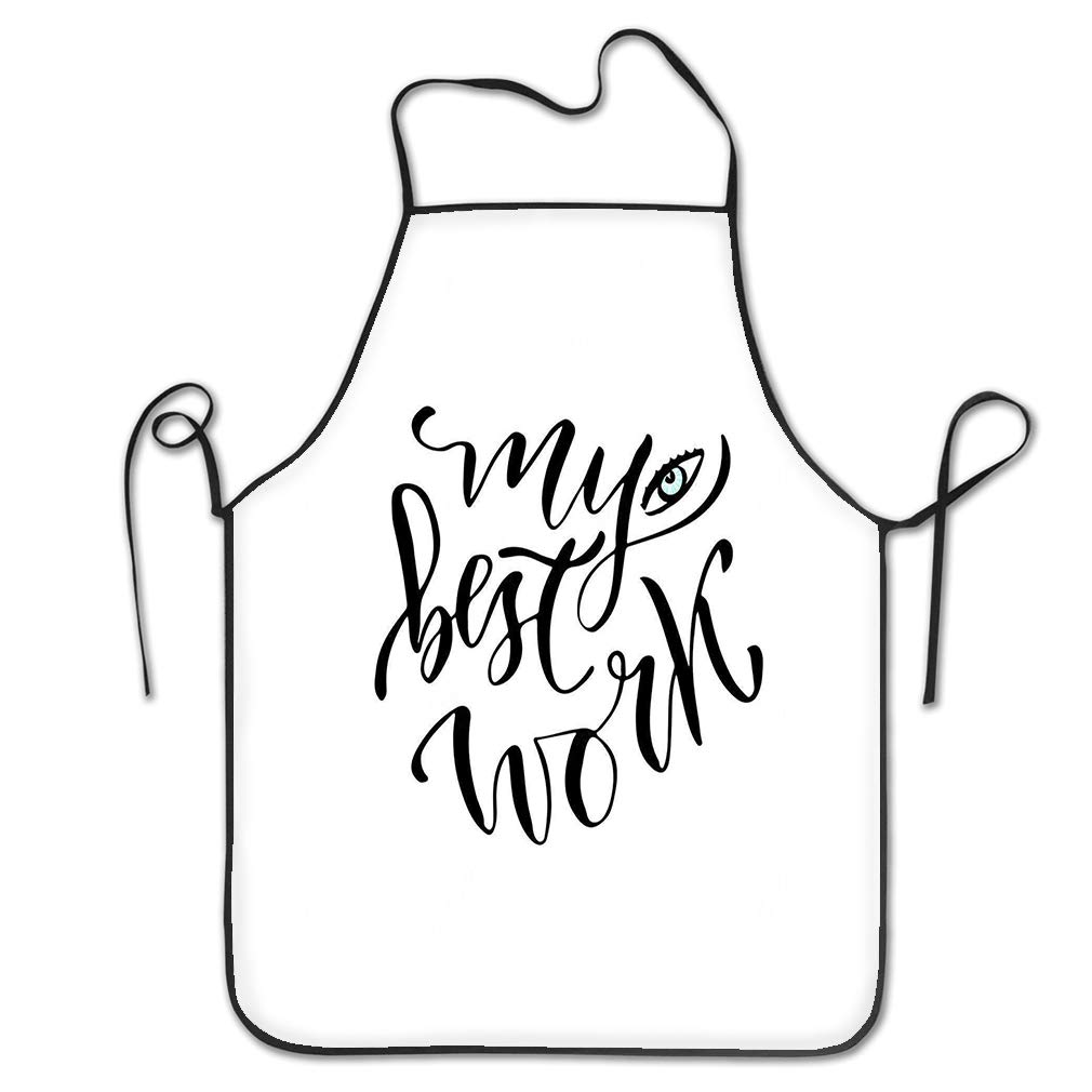 nsnabawanan Funny Personality Apron Modern Lettering Hand Lettered Quote Wall Poster Printable Calligraphy Phrase Print Design My Best Work Chef Kitchen Aprons 20.4 28.3 inch