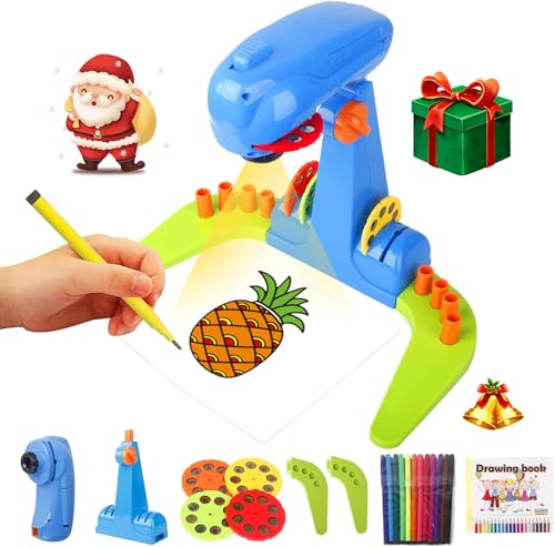 Projection Drawing for Kids，Smart Art Sketch Projector Toy, with 32 Slide Cartoon Patterns and 12 Color Brush, Adjustable Pattern Size,Suitable for Children to Learn to Draw and Art Sketcher