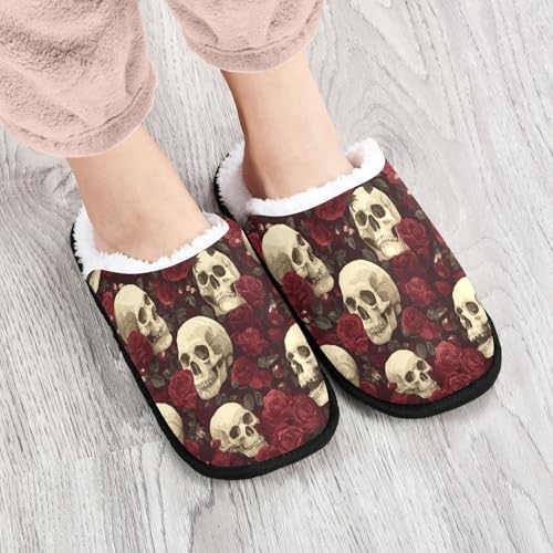 Spiders Retro Red Rose Slippers For Women Men Soft Memory Foam Non-Slip Halloween Winter Indoor House Shoes Travel Slipper4