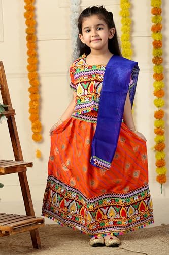Image of AHHAAAA Kids Embroidered Traditional Ghoomar Lehenga Choli |Chania Choli|Radha Dress|Navratri /Dandiya /Garba Dress with Dupatta for Girls Y0040