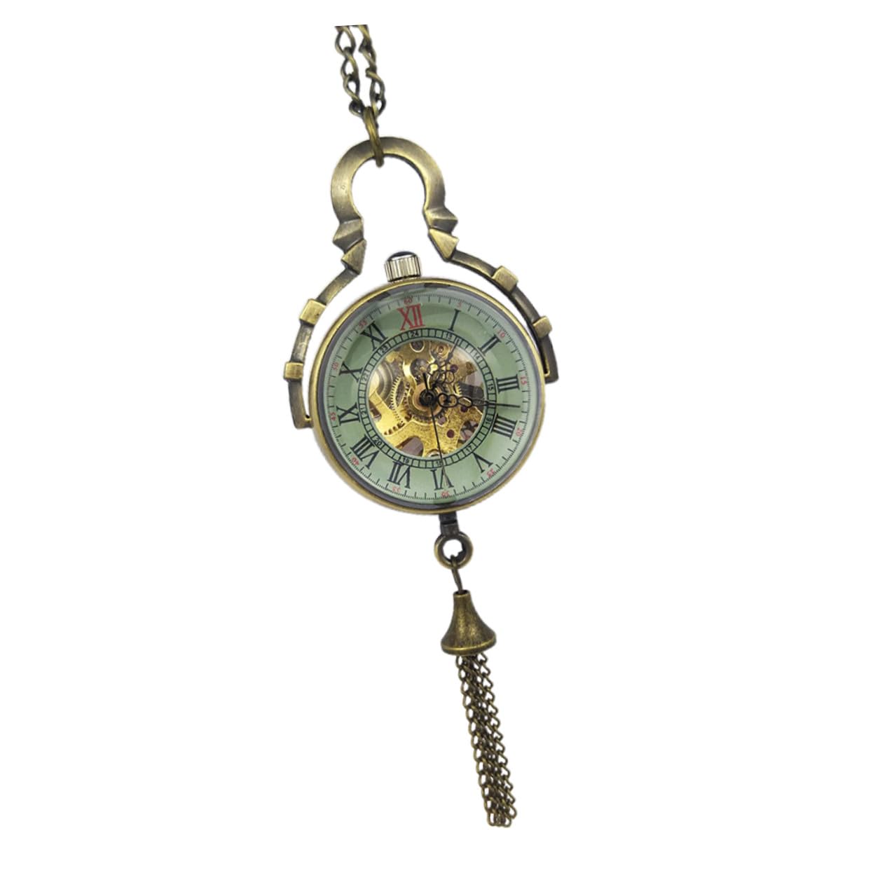 POPETPOP Reloj de Bolsillo Mecánico Vintage Diseño Esférico y Aleación, Collar Colgante Creativo para Decoración y Estilo Único