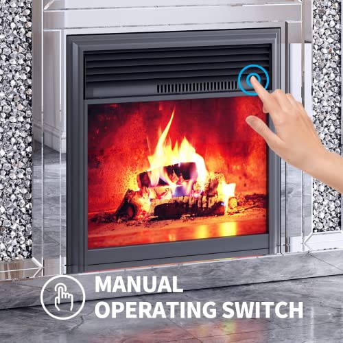 Mjkone Mirrored Fireplace, Fire Place With Remote Controller, Fireplace Heater For Living Room, Fireplaces Heaters For Indoor Used, 3D Flame, 750W & 1500W (47.24" L X 12.6" W X 41.33" H) #TOP4