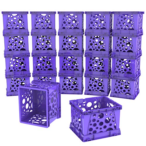 Image of Storex Micro Crate, 6.75 x 5.8 x 4.8 Inches, Purple, 18-Pack (63105U18C)
