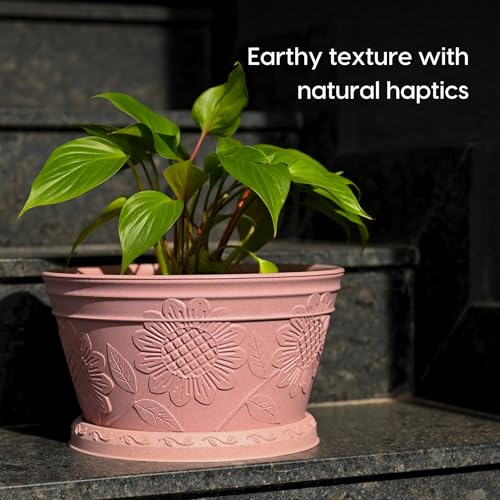 Image of Eha Earth Friendly Nile Planter 9.5 inch Planters for Home Decor| Bamboo Based Plant Pot | Pack of 4 | UV Protected Pot for Plant | Flower Pot for Living Room, for Outdoor and Indoor | Innocent