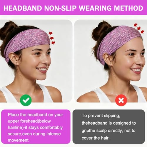 Image of MAYCREATE 5pcs Hair Bands for Women Yoga Bandanas Sports Hair Band Soft Elastic Head Band for Women Non Slip Wide Sweat Headband for Workout Running Gym - Colorful Assorted