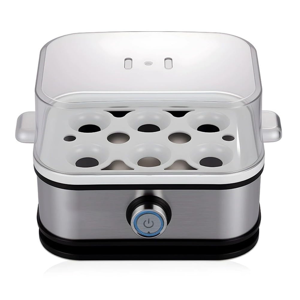 Cuiseur à œufs 6 en 1 en acier inoxydable pour faire bouillir pocher et cuire à la vapeur avec arrêt automatique 400 W facile à nettoyer plateaux amovibles ustensiles de cuisine