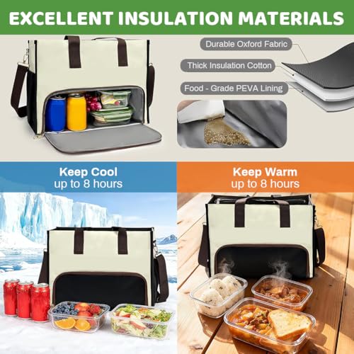 Image of ZORBES Women Tote Bag 2 in 1 Fashion Fabric Outdoor Shoulder Tote for Everyday Multifunctional Use with Insulated Lunch Compartment and Adjustable Removable Shoulder Strap - Stylish Durable Design