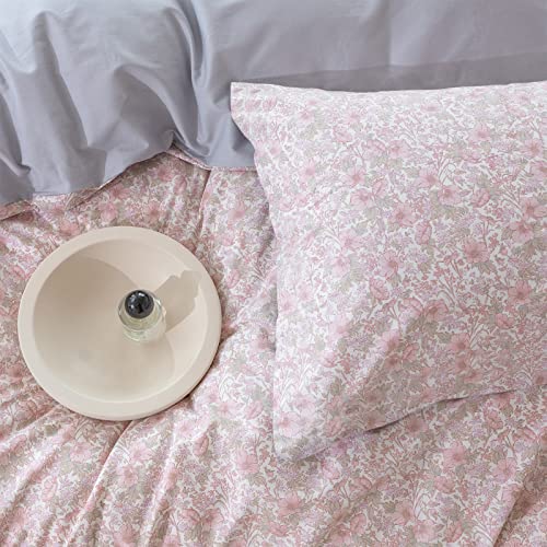 Otob Floral Twin Duvet Cover Kids Girls Twin Kawaii Bedding Sets 100% Cotton 2 Pillowcases 1 Comforter Cover With Zipper Ties For Toddler Child Cute Bedding Sets Blue Duvet Cover Twin,Pink #TOP1