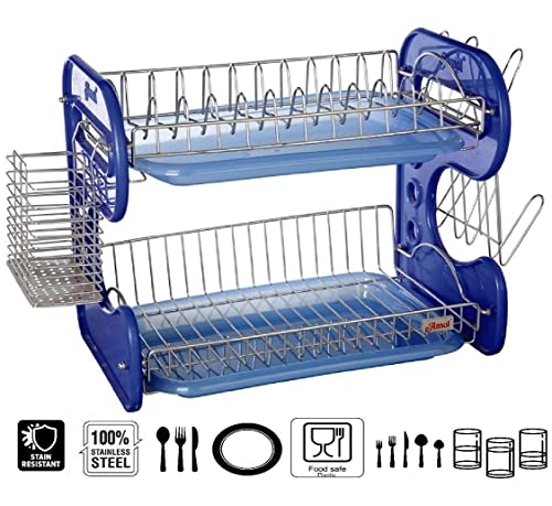 Image of AMOL Utensil Kitchen Rack Steel Premium Stainless Steel Utensils rack | Kitchen Organizers | Kitchen rack | Dish Rack Stainless Steel | Dish Drainer Stand with Trays