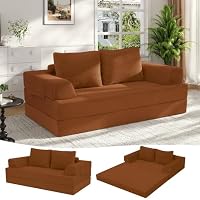 MeMoreCool Canapé-lit convertible en velours côtelé pliable sans os avec coussins de dossier, sans assemblage,