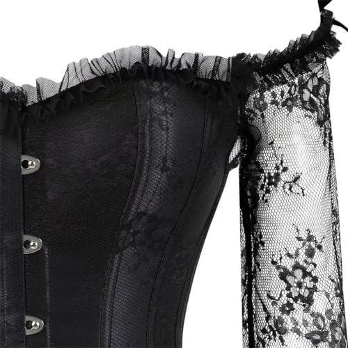 Image of Women's Lace up Gothic Jacquard Shoulder Straps Tank Overbust Shaper Corset Bustiers Top