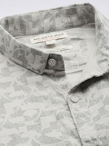 Image of Majestic Man Custom Abstract Printed Pure Cotton Slim Fit Casual Shirt