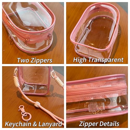 Image of Clear Figure Display Bag with Keychain and Lanyard, Protective Doll Case, 15cm /5.91in Crossbody Doll Storage Bag