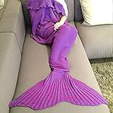 Handcrafted Crochet Knitting Mermaid Tail Blanket Sofa Blanket Soft Rug Sleeping Bag for Adult Teens, 80.3