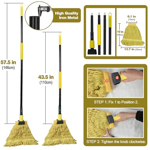 image for JEHONN Commercial Mop Heavy Duty Industrial String Mops with 57.5 inch